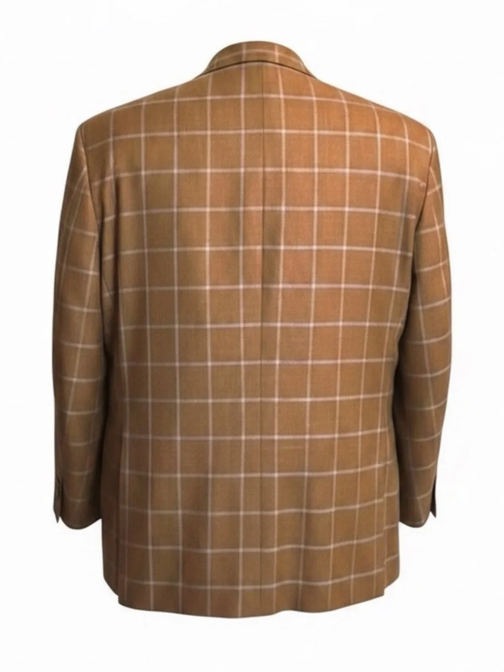 Tom James Custom 3-Piece Suit | Windowpane | Gold Buttons | Classic Tailored